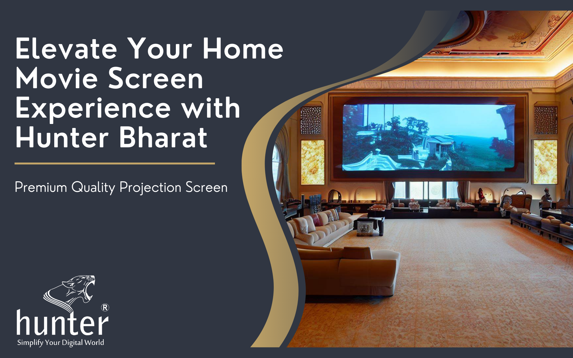 Elevate Your Home Movie Screen Experience with Hunter Motorized and Fixed Frame Projector Screens.
